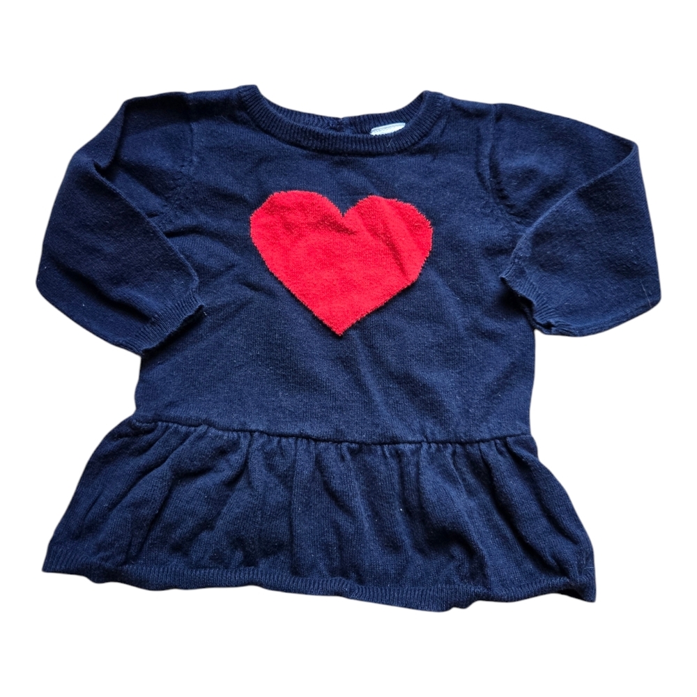 Navy Blue Sweater with Red Heart